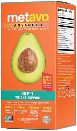 Metavo Advanced GLP-1 Weight Support | Metabolism & Appetite Control - Curb Cravings, Boost Metabolism | 90 Easy to Swallow Capsules