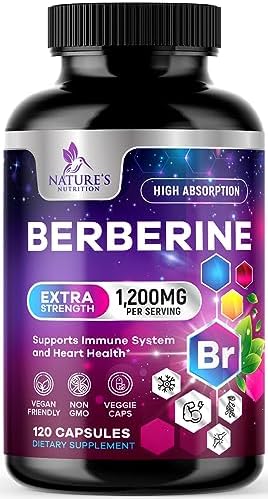 Berberine Supplement 1200mg, High Absorption Berberine Supplements Heart Health & Immune Support Berberine Supplement - Berberine HCL Supplement Pills, Gluten-Free Berberine HCI - 120 Veggie Capsules